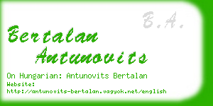 bertalan antunovits business card